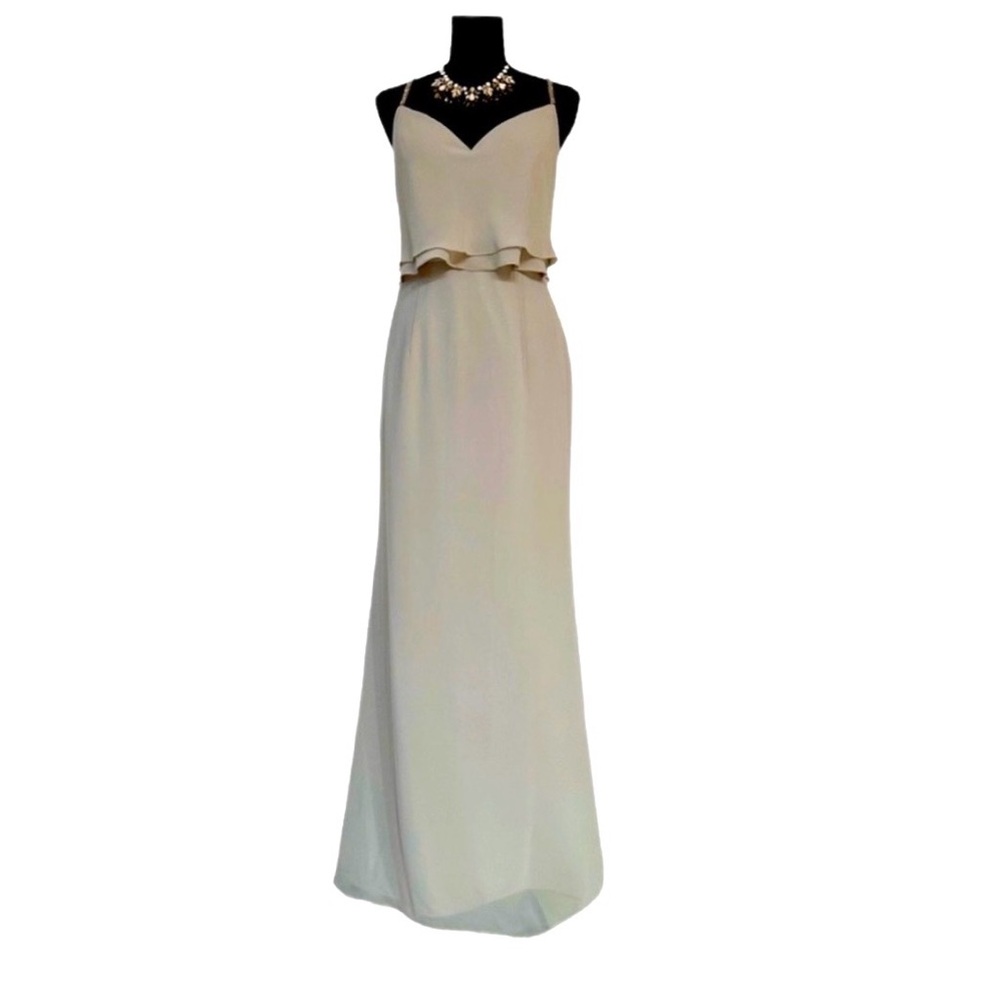 JASMINE BRIDESMAIDS ~ Formal tiered A-Line gown with rhinestone straps